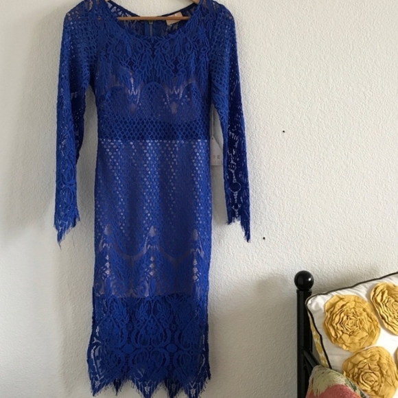 ASOS Love Triangle Blue Lace Midi Dress Sz 8 - Picture 6 of 9